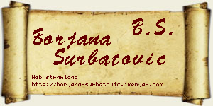 Borjana Šurbatović vizit kartica